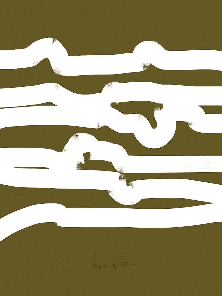 White Lines On Olive Green