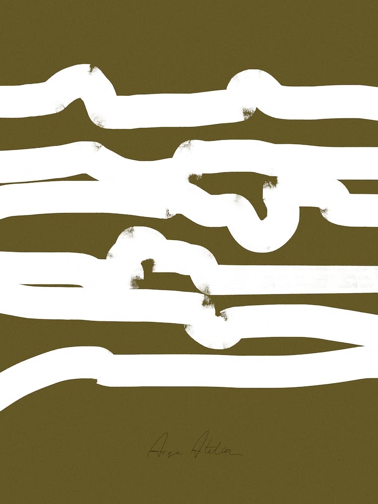 White Lines On Olive Green