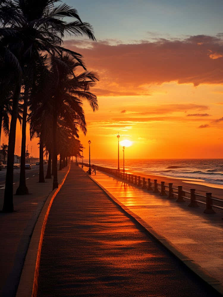 Galle Face Green Beach Colombo Sri Lanka, Vibrant Painting 3