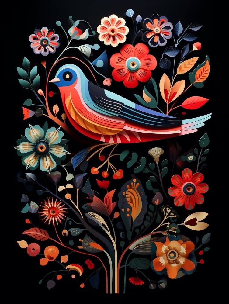 Folk Bird Illustration Cuckoo 3