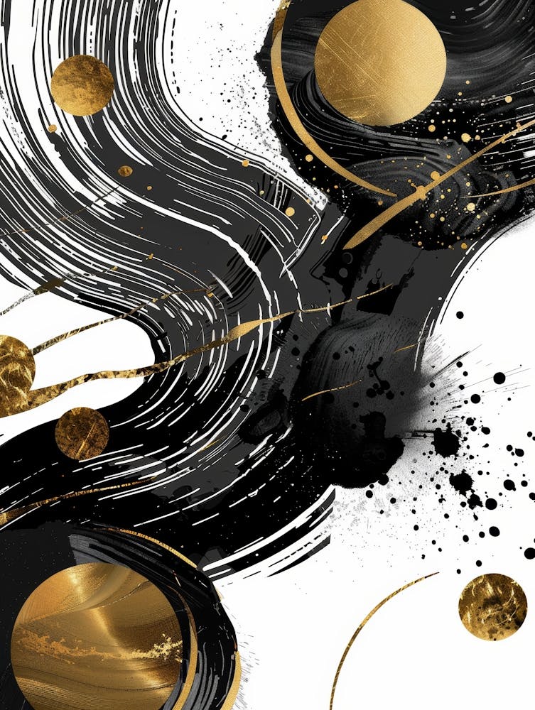 Abstract Gold And Black Canvas Art