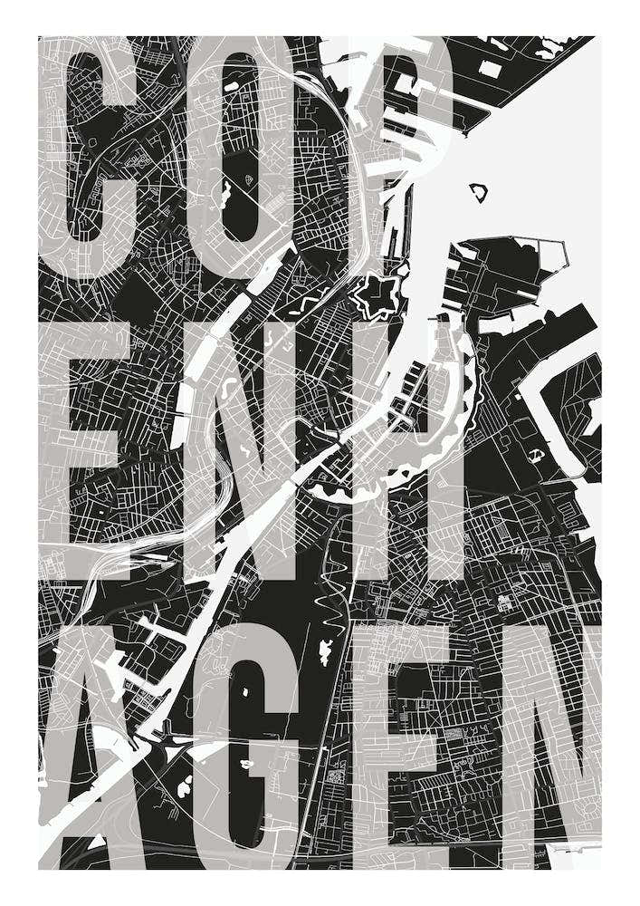 Copenhagen Mono Street Map Text Overlay