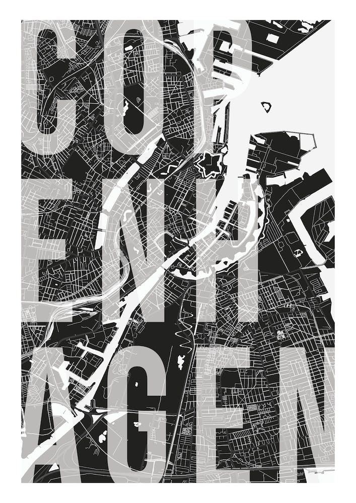 Copenhagen Mono Street Map Text Overlay