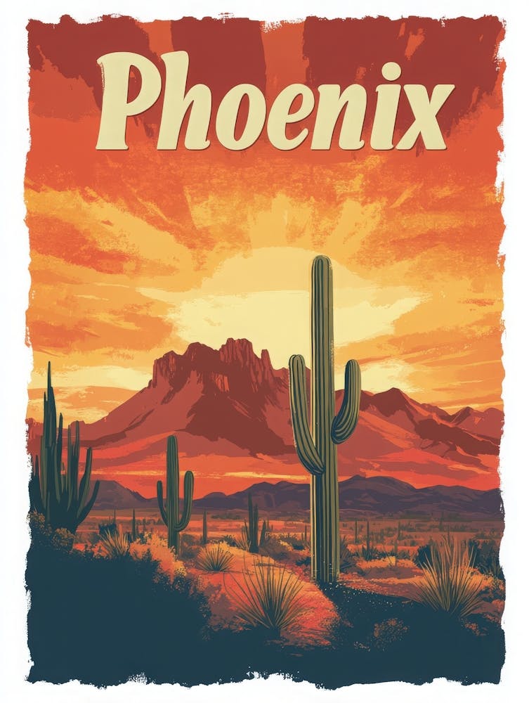 Aihrgdesign A Vintage Travel Poster Of Phoenix Featuring The 1