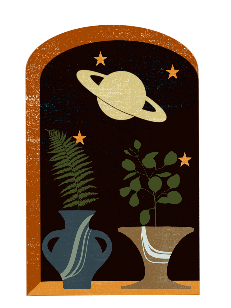 Saturn And Plants