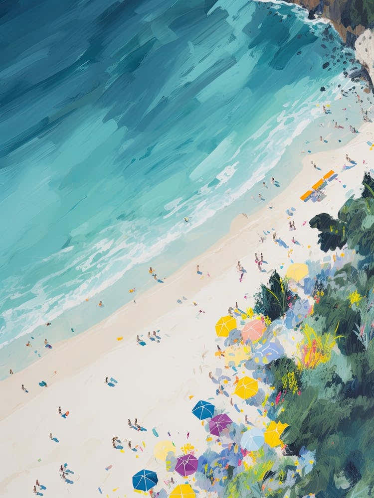 Aerial View Of A Beach In Tropea Summer Illustration 1