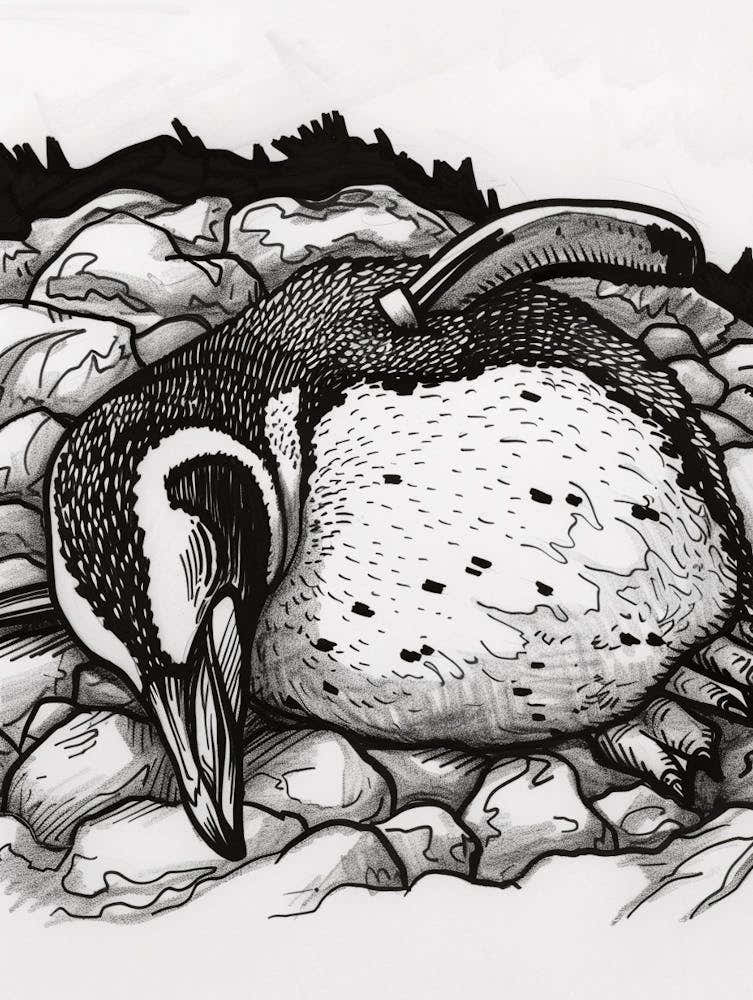 King Penguin Sleeping In A Cozy Pile 2