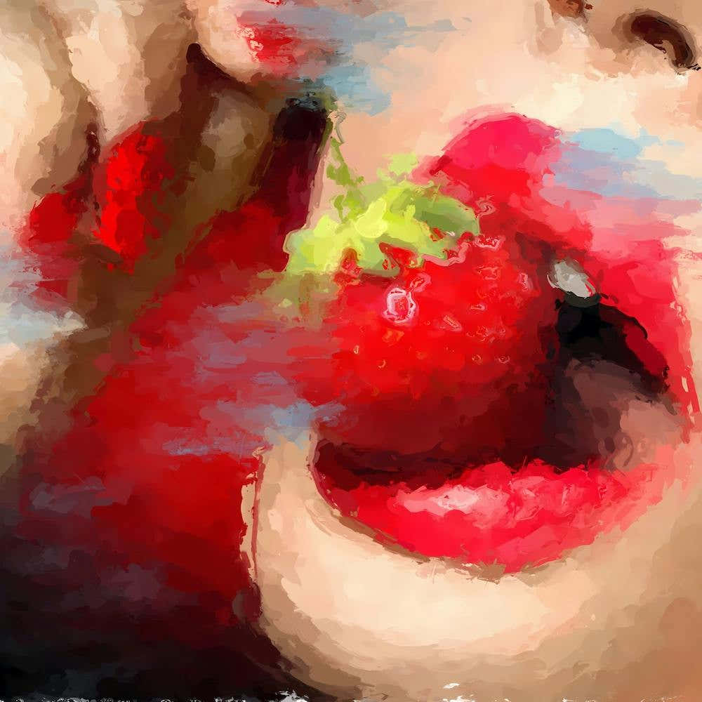 Strawberry and red lips Painting