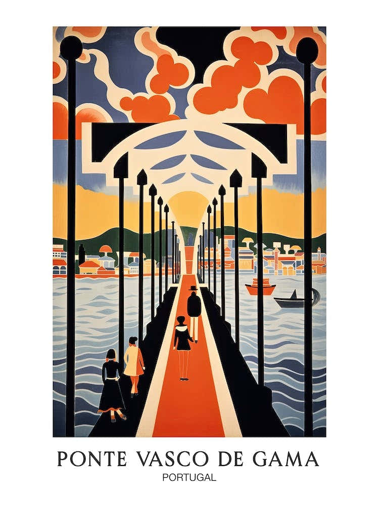 Ponte Vasco De Gama, Portugal, Colourful 1 Travel Poster