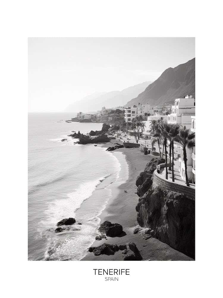 Poster Of Tenerife, Spain, Black And White Analogue Photography 2