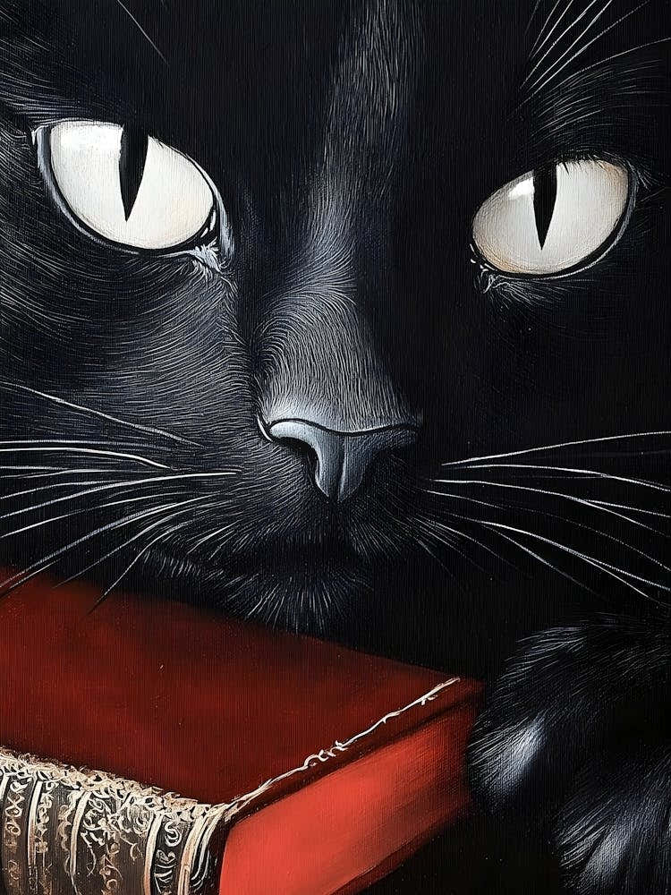 Black Cat With Red Book