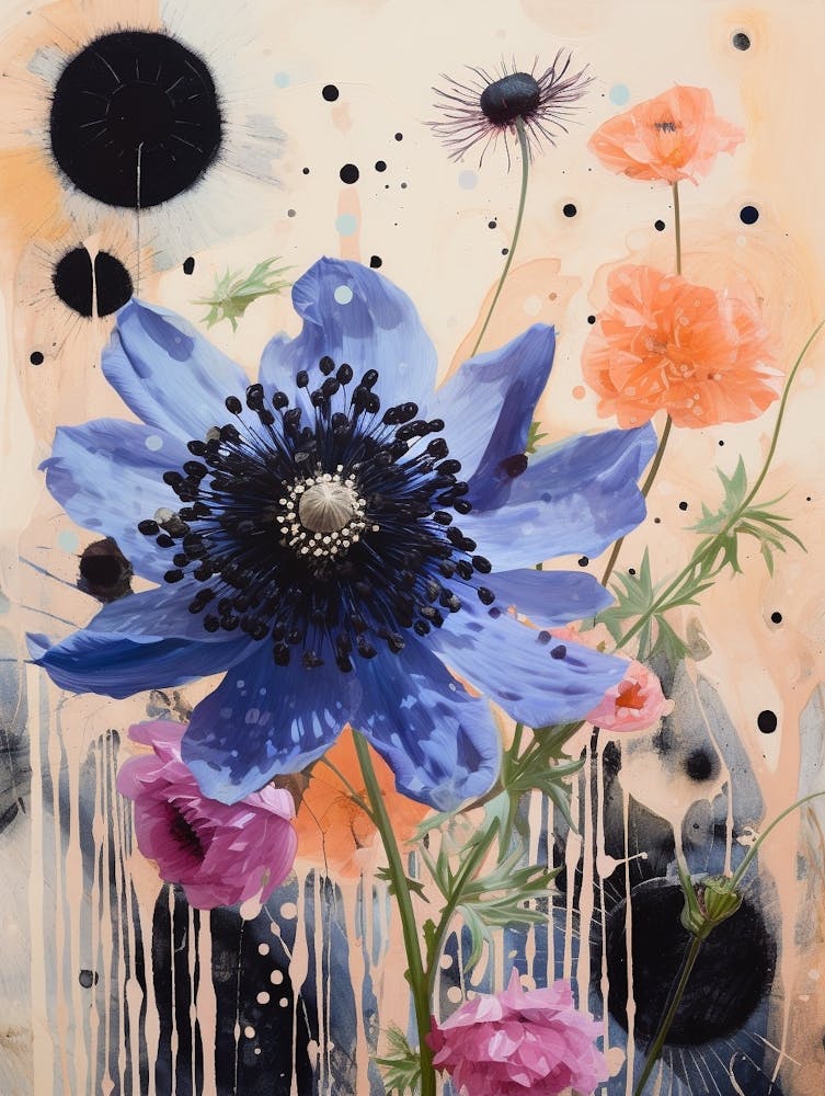 Surreal Florals Love In A Mist Nigella 5 Flower Painting