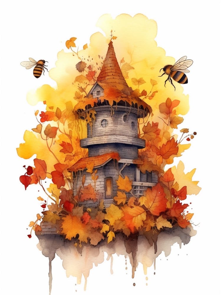 Nectar Bee Beehive Watercolour Illustration 2