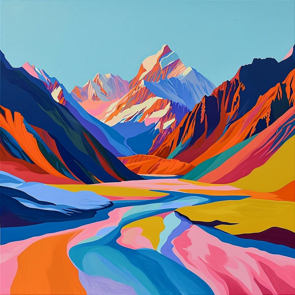 Colourful Abstract Aorak Imount Cook National Park New Zealand 2