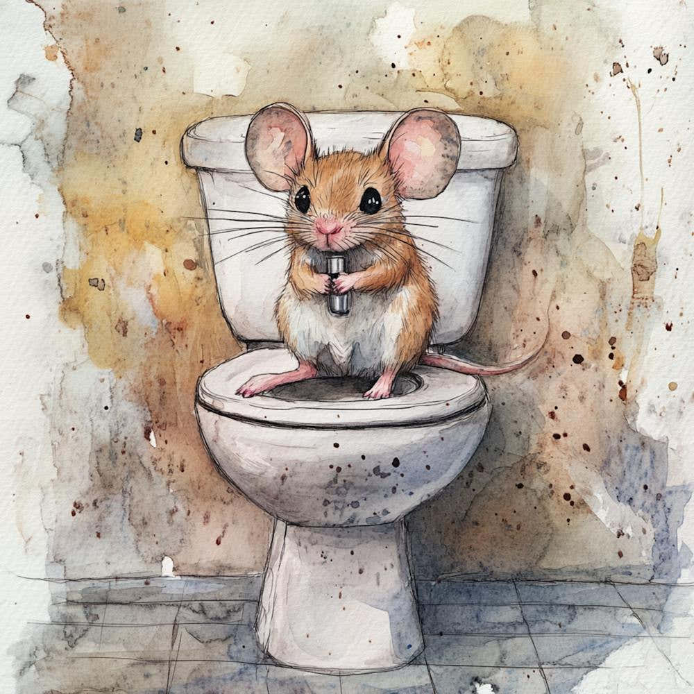 Mouse On Toilet 3