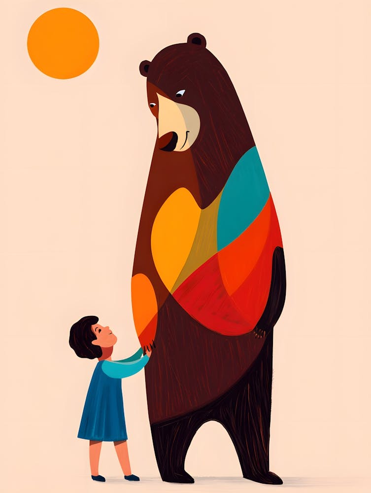Sweet Friendship: Child and Bear - Heartwarming Nursery & Kids Room Decor
