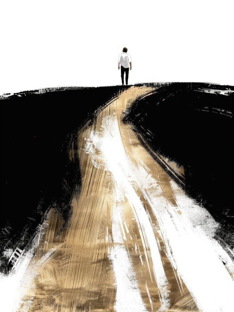 Man Walking Down A Dirt Road