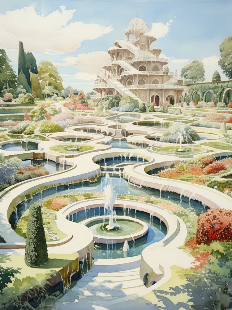 Garden Of Cosmic Speculation United Kingdom Watercolour 4