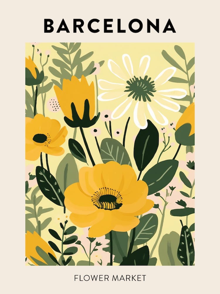 Flower Market Poster Barcelona Spain 2