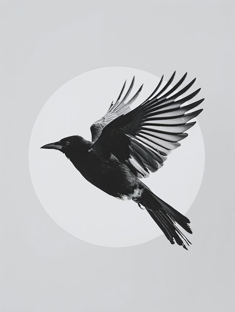 Black and White Crow in Motion