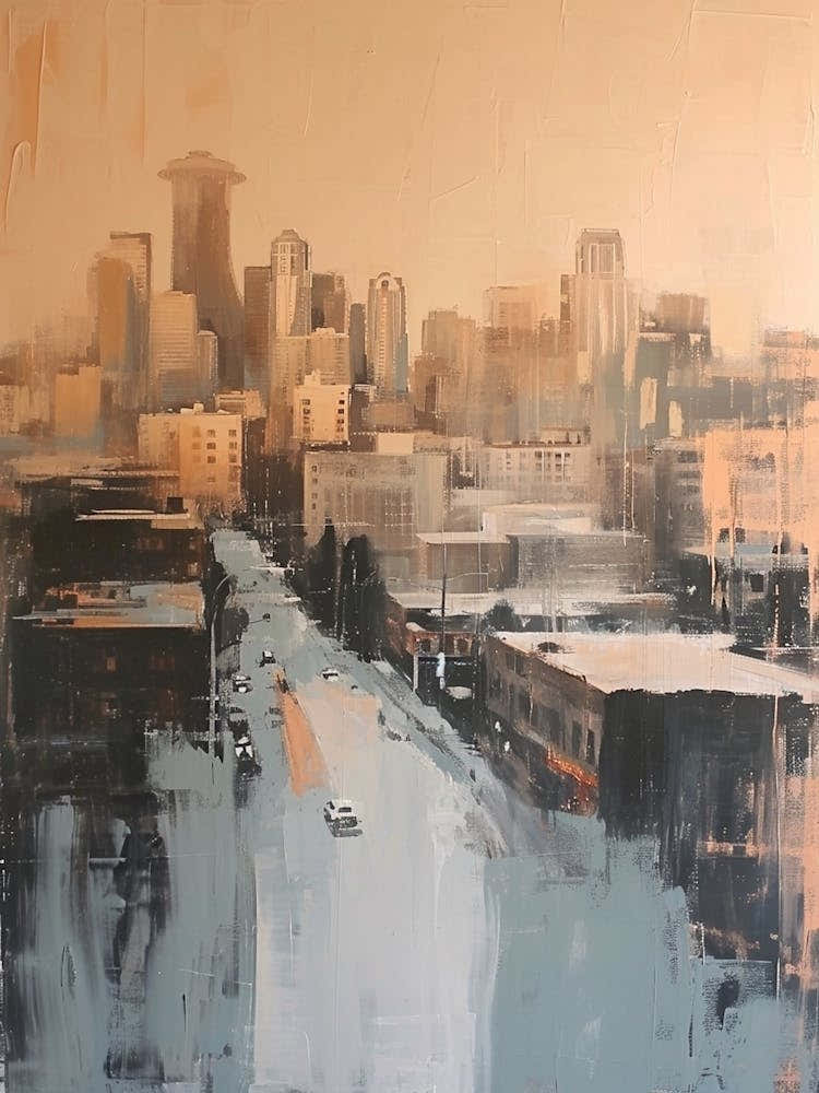 Seattle Brushstroke Cityscape