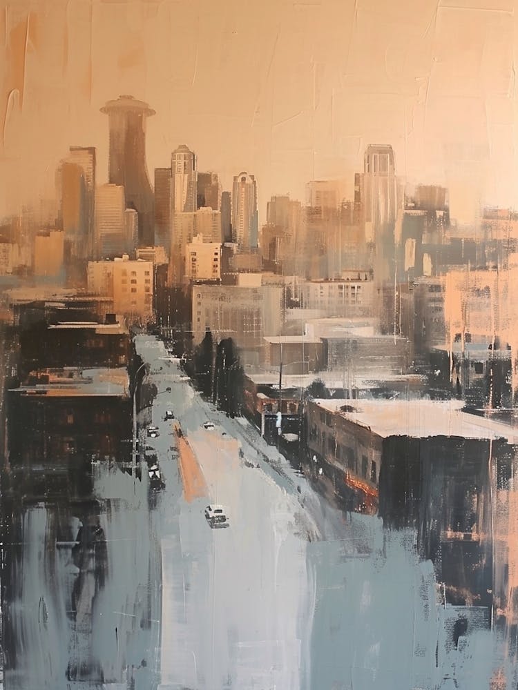 Seattle Brushstroke Cityscape