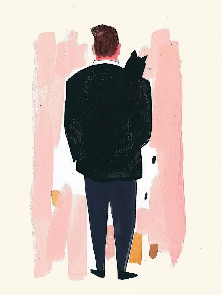 Illustration Of A Man Holding A Cat