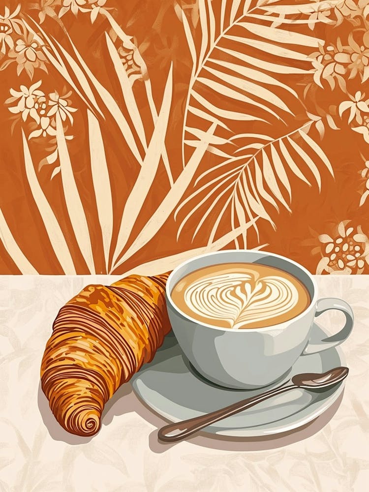Art Deco Inspired Croissant And Coffee 2