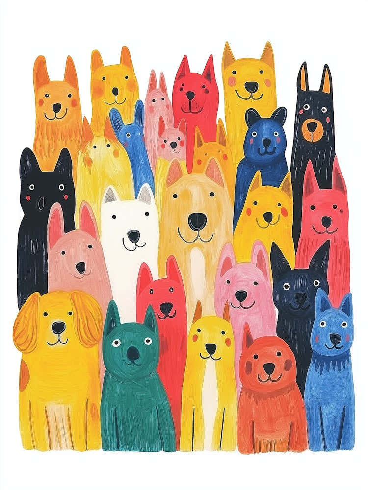 Family Dogs Watercolor Painting 1