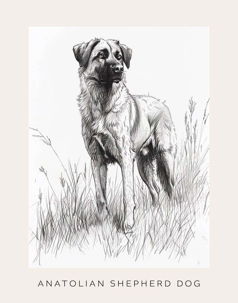 Anatolian Shepherd Dog Line Sketch 3 Poster