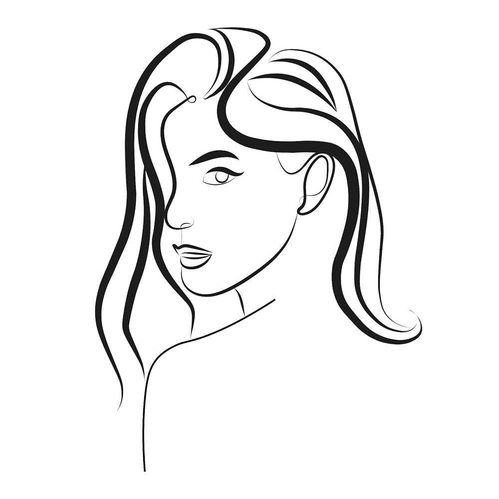 Line Woman Looking Behind