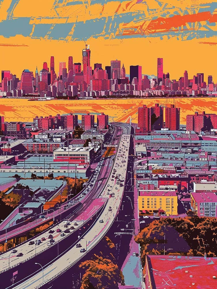 Long Island City New York Colourful Silkscreen Illustration 3
