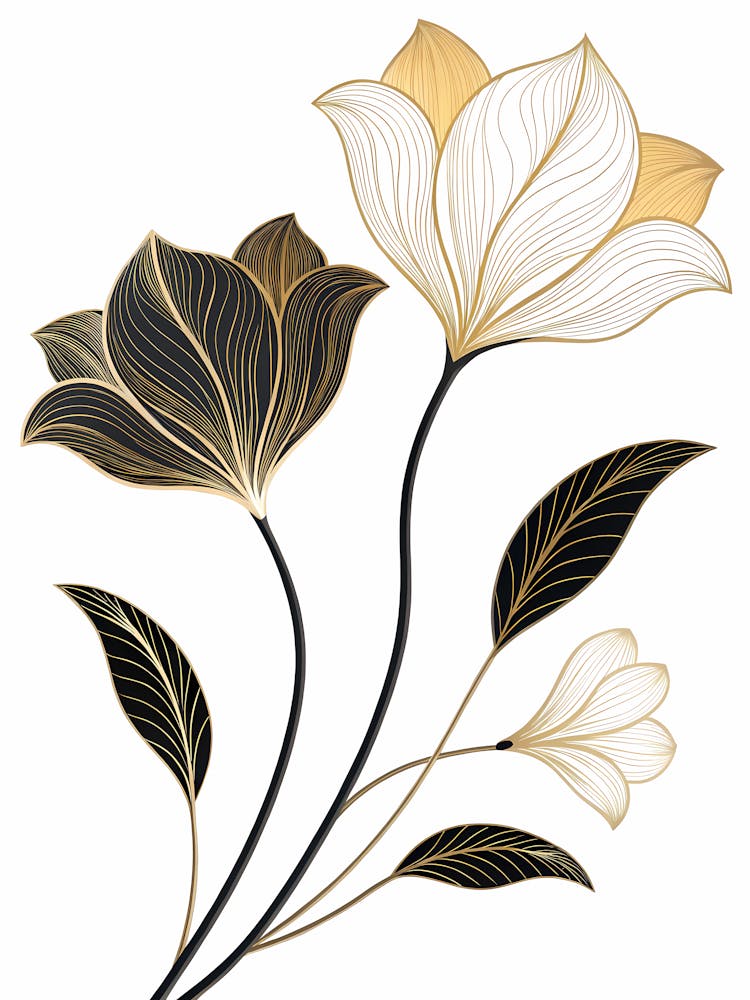 Gold And Black Flowers
