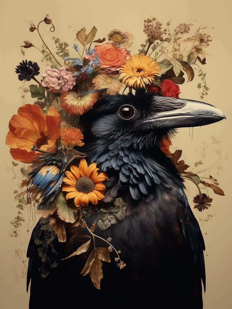 Bird With A Flower Crown Crow 4