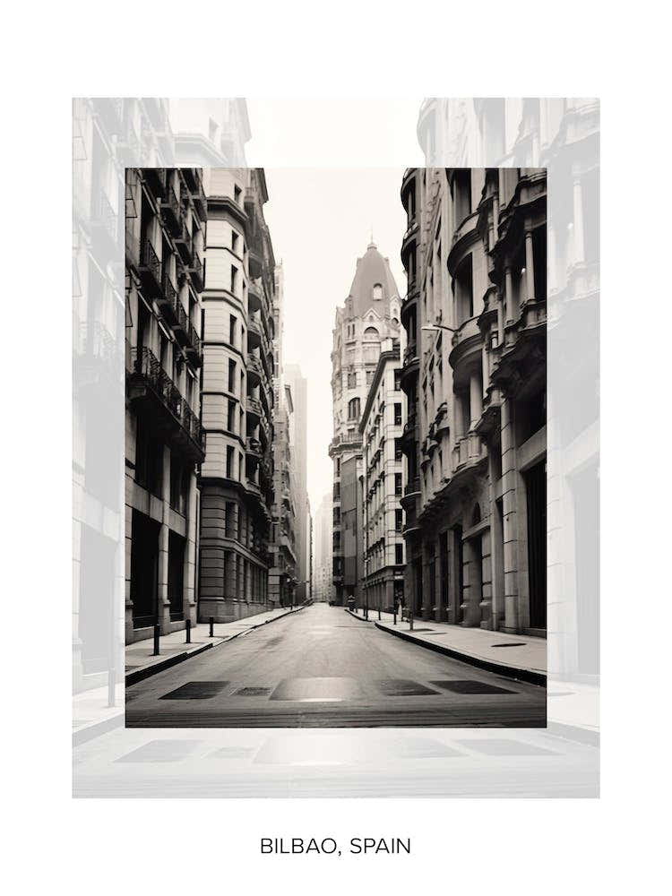 Poster Of Bilbao, Spain, Black And White Old Photo 3