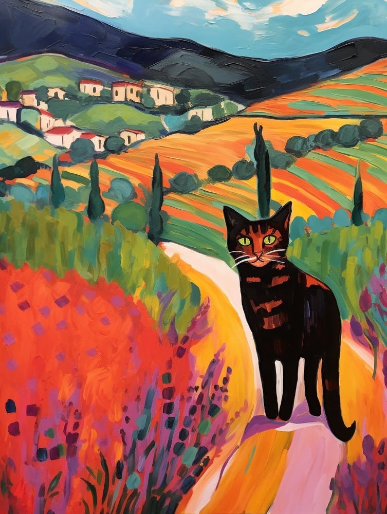 Painting Of A Cat In Tuscany Italy 4