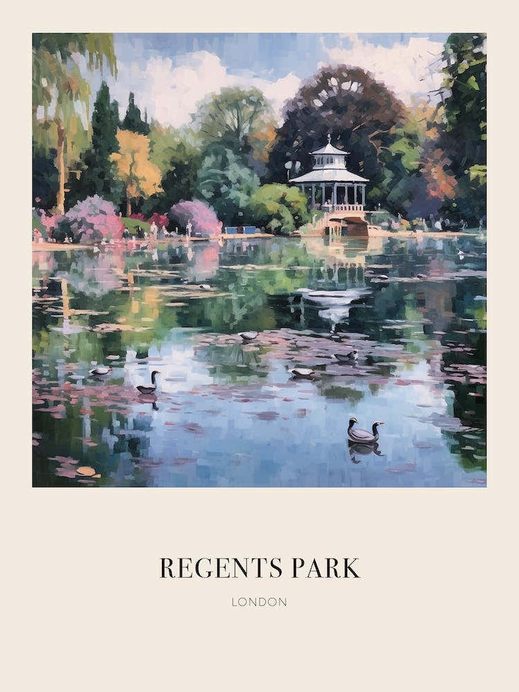 Regents Park London 2 Vintage Cezanne Inspired Poster