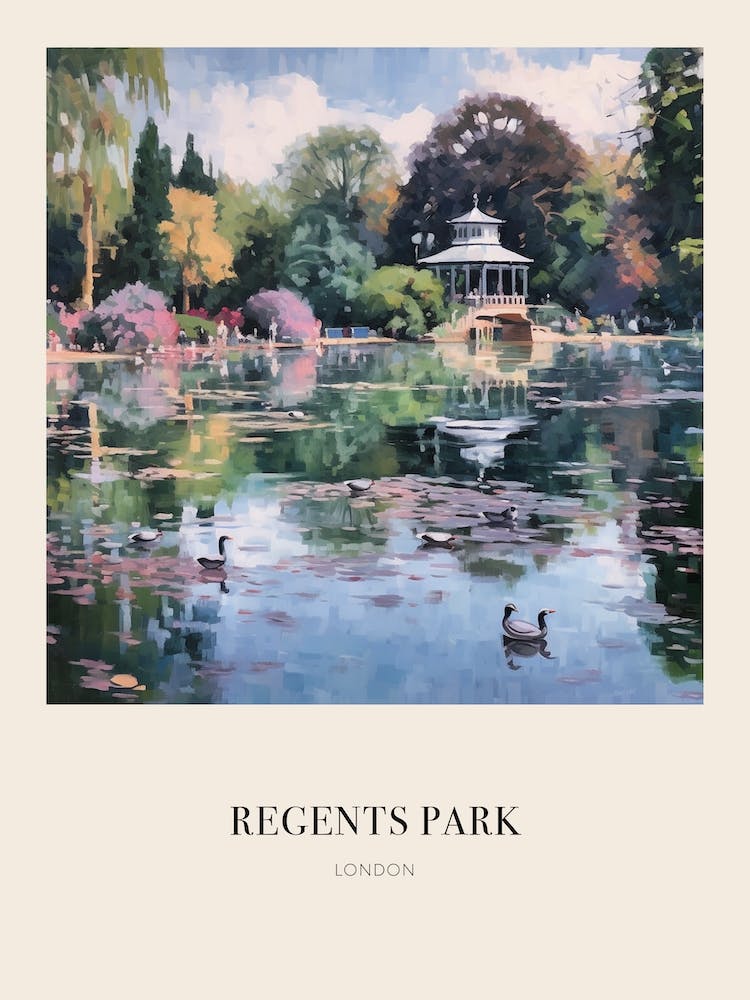 Regents Park London 2 Vintage Cezanne Inspired Poster