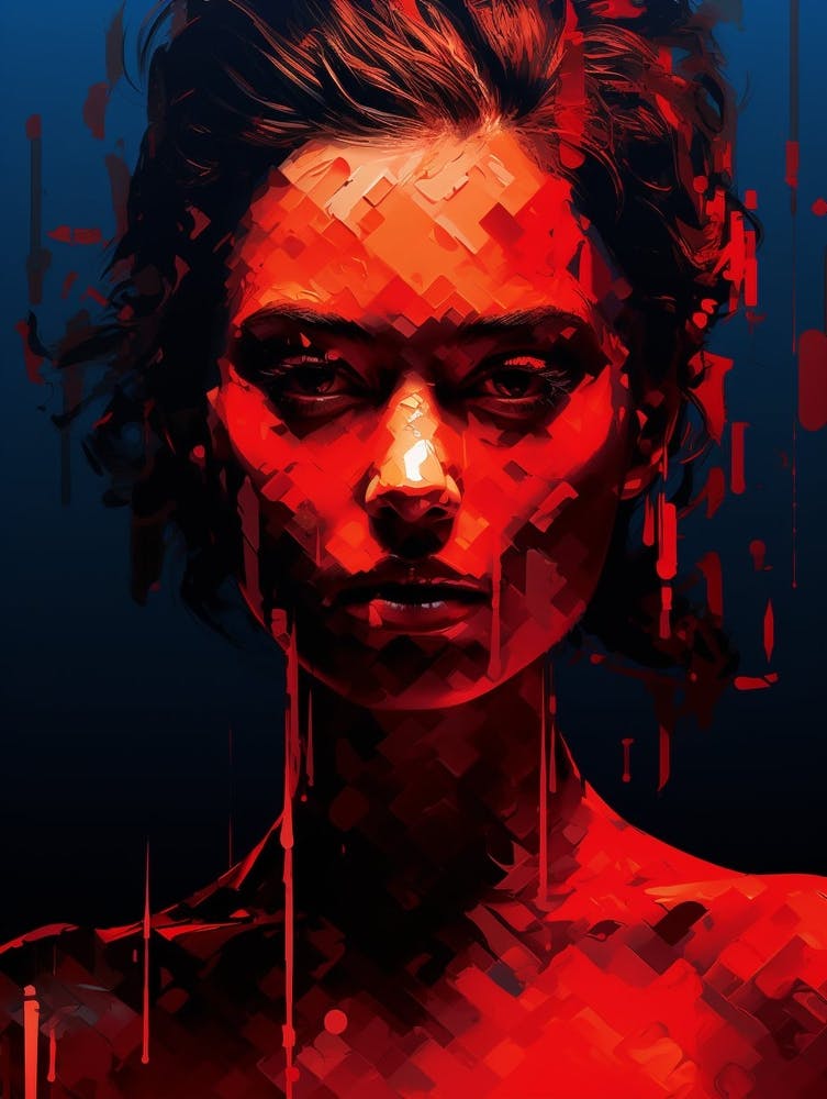 Digital Pixelation Abstract Lady 4