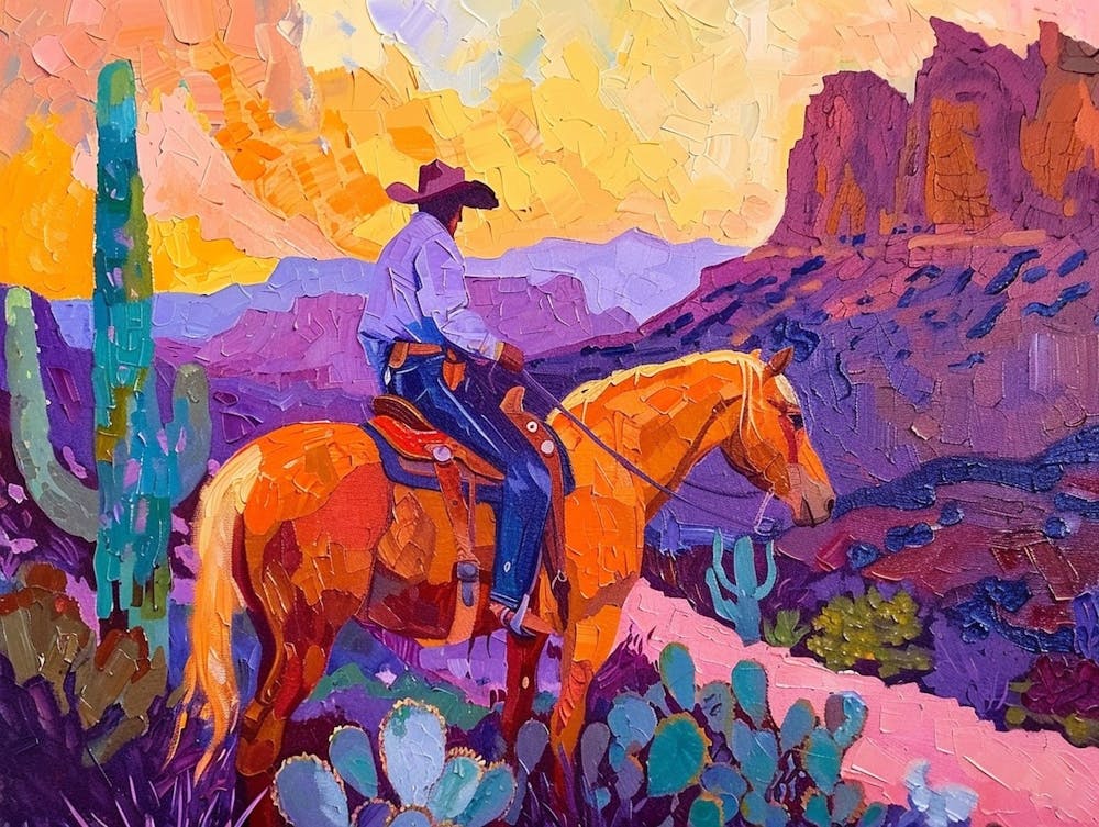 Cowboy Painting Sonoran Desert Arizona 1