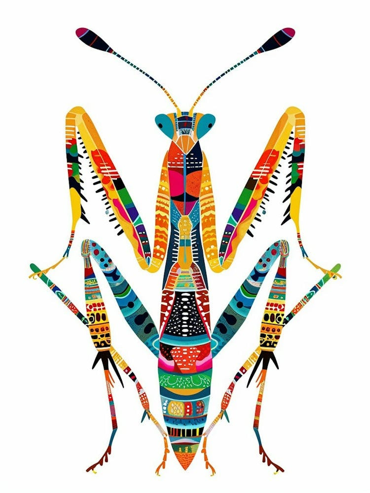 Colourful Insect Illustration Praying Mantis 4