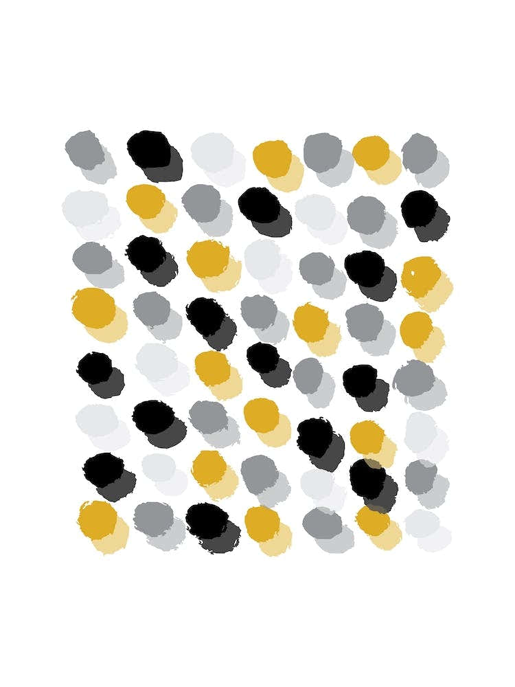 Abstract Mustard and Grey Rectangle Paint Dots