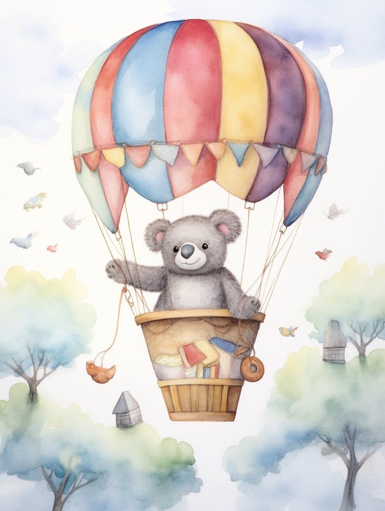 Baby Koala 3 In A Hot Air Balloon