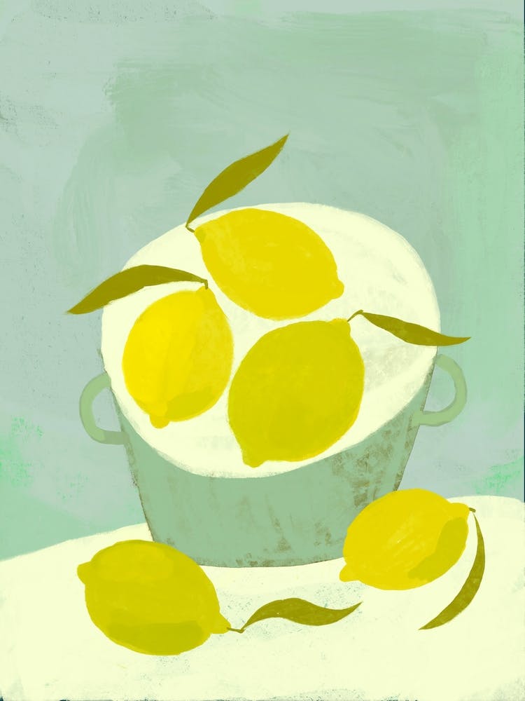 Summer Still Life With Yellow Lemons Fruits