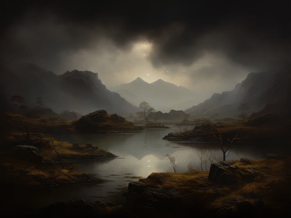 Dark Moody Lake House Vintage