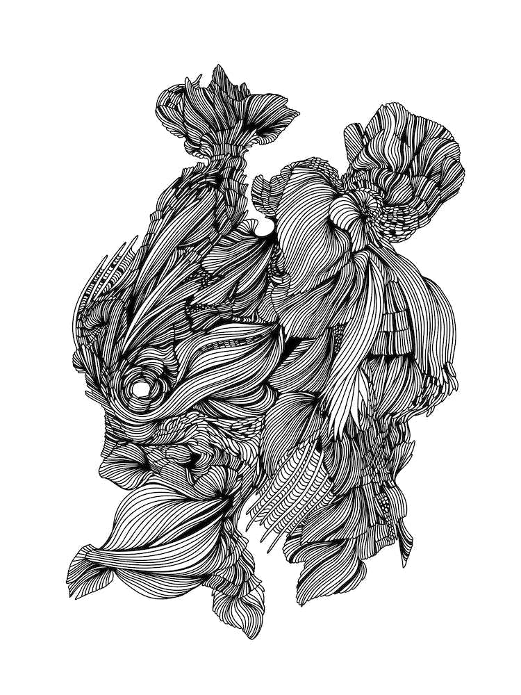 Running Rabbit Linear Drawing