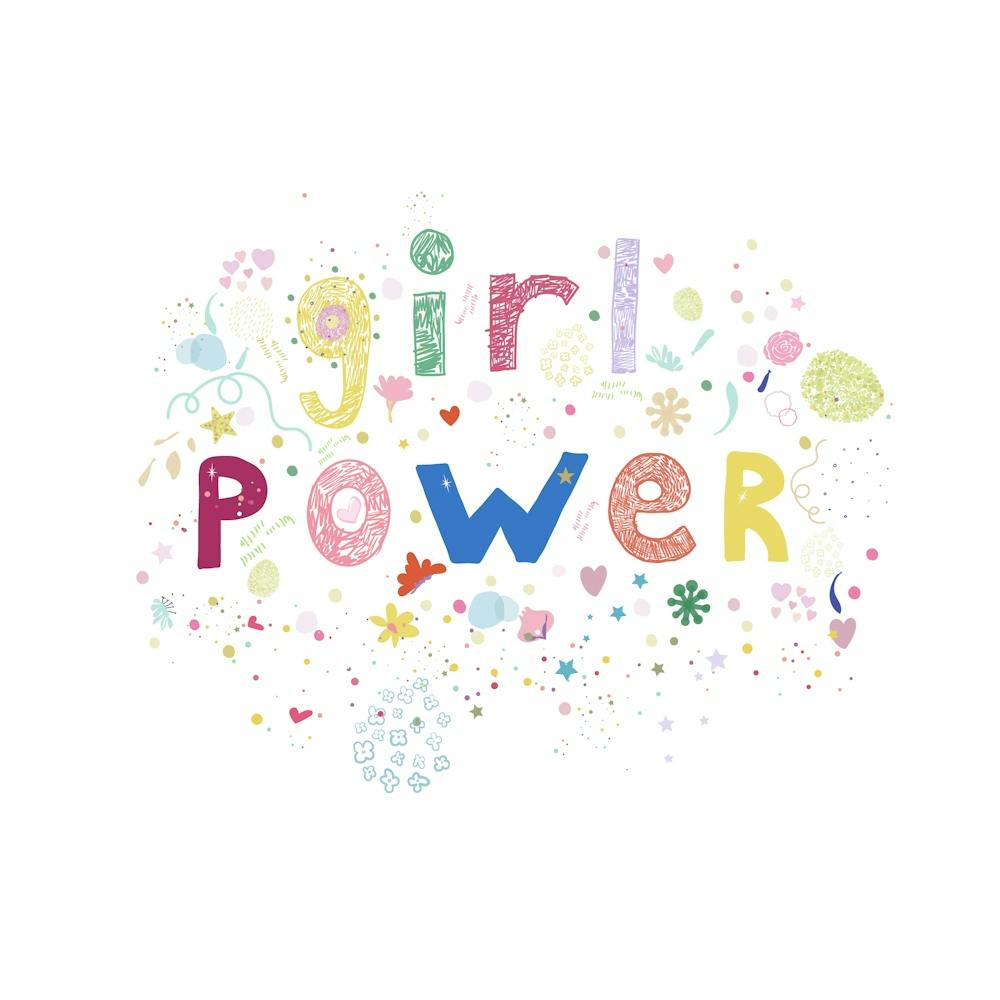 Girl Power Text With Hearts And Flowers