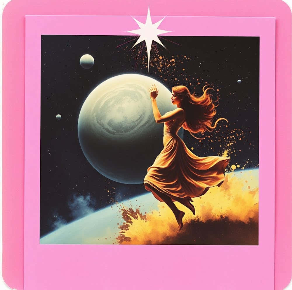 Starry woman Polaroid