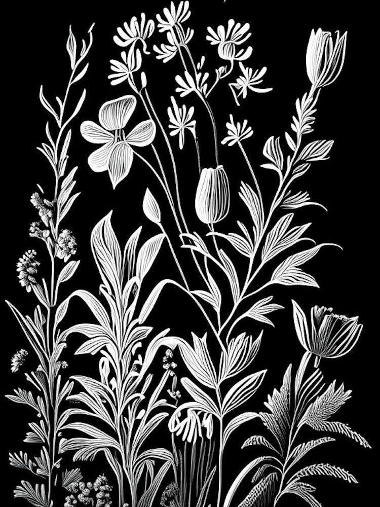 Veronica Wildflower Linocut