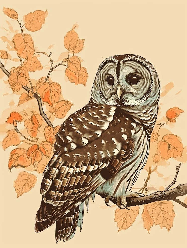 Barred Owl Vintage Illustration 1
